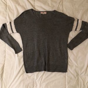 Gray Sweater with White Stripe